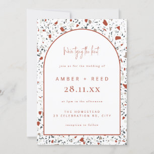 Terrazzo Burnt Orange Rust Terracotta Arch Wedding Invitation