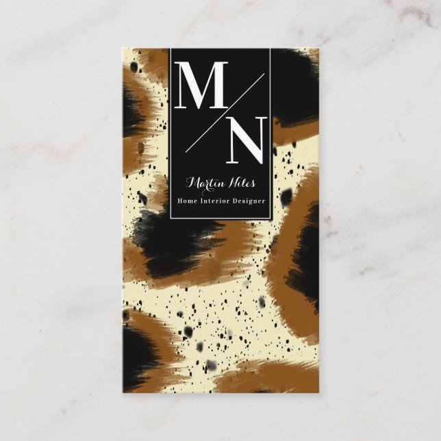Terrazzo Cheetah Home Interior Designer Stylist Business Card (Front)