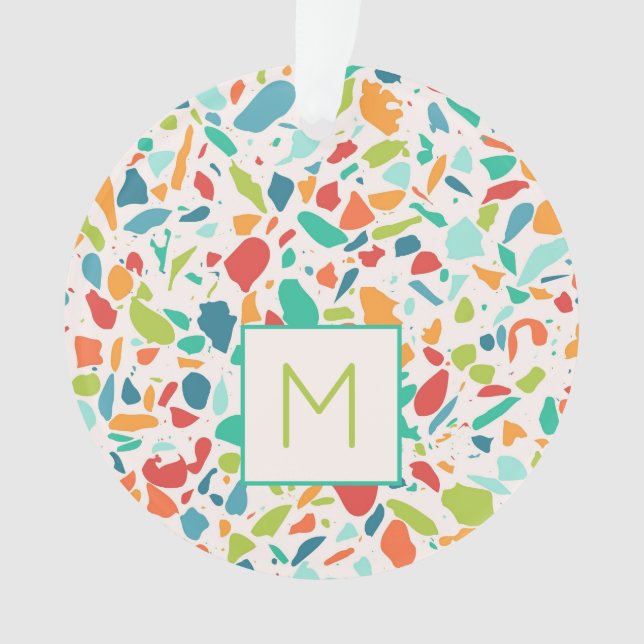 Terrazzo Colourful Architectural INITIAL Designer Ornament (Front)