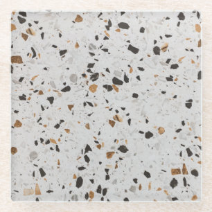 Terrazzo Concert: Vintage Abstract Design Glass Coaster