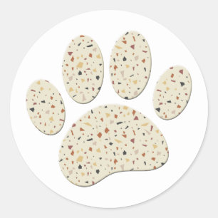 Terrazzo Dog Pawprint Pattern Art Classic Round Sticker