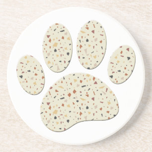 Terrazzo Dog Pawprint Pattern Art Coaster