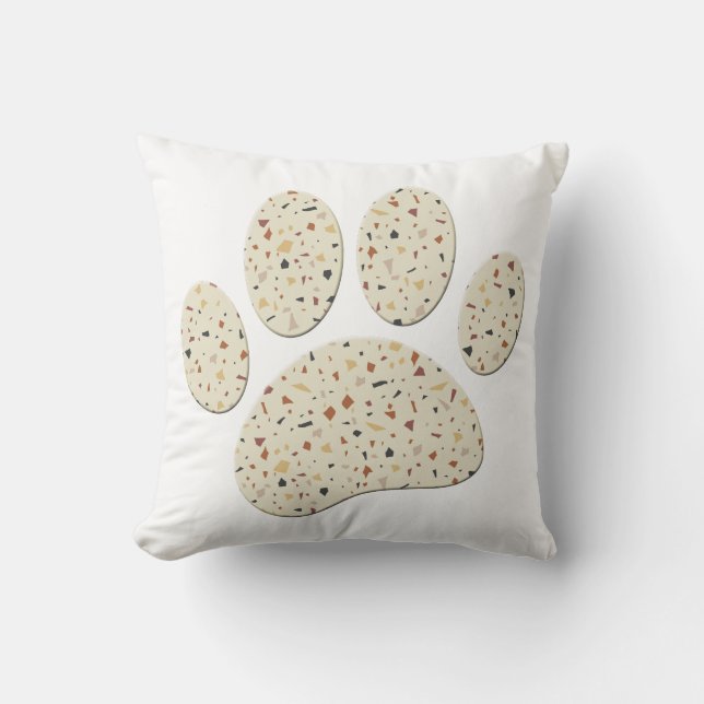 Terrazzo Dog Pawprint Pattern Art Cushion (Front)