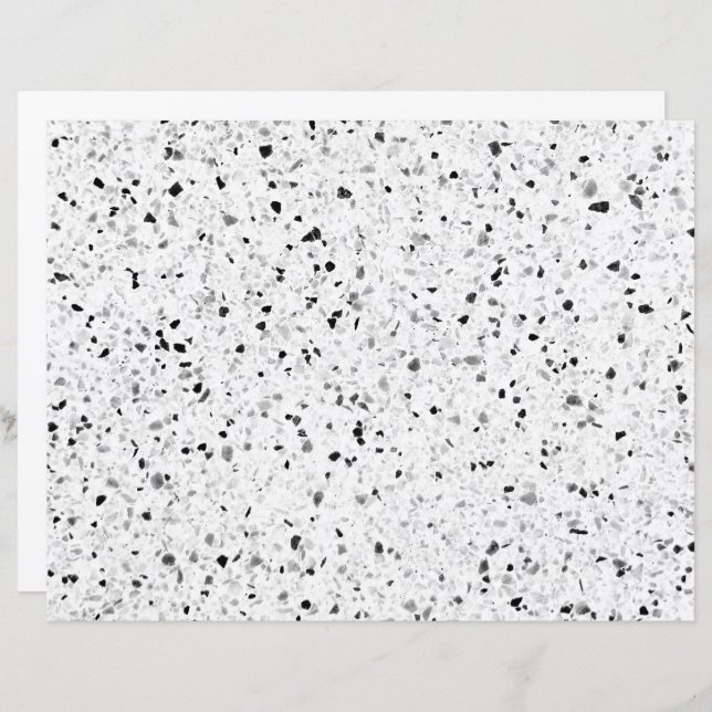 Terrazzo Elegant Black And White Grey Retro (Front/Back)