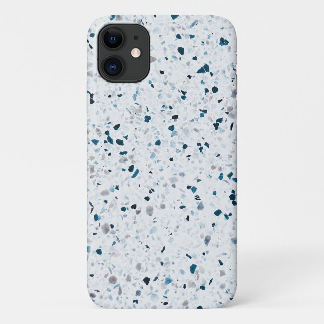 Terrazzo Elegant Teal Blue Green White Grey Retro Case-Mate iPhone Case (Back)