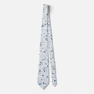 Terrazzo Elegant Teal Blue Green White Grey Retro Tie