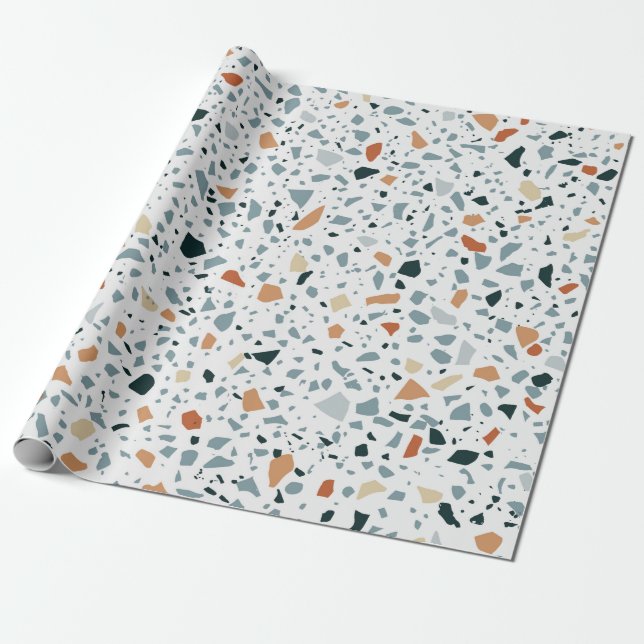 Terrazzo floor marble seamless hand crafted patter wrapping paper (Unrolled)