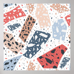 Terrazzo floor marble seamless hand drawn pattern  poster