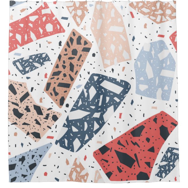 Terrazzo floor marble seamless hand drawn pattern  shower curtain (Front)