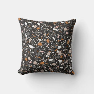 Terrazzo flooring seamless pattern in dark colors. cushion