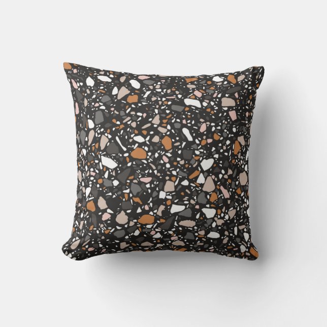 Terrazzo flooring seamless pattern in dark colors. cushion (Front)