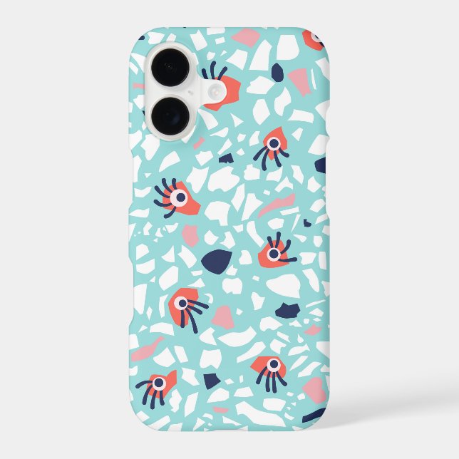 Terrazzo Funny Geometric Pattern With Eyes (Back)