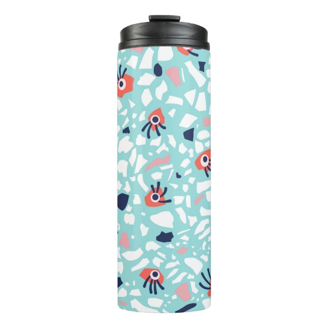 Terrazzo Funny Geometric Pattern With Eyes Thermal Tumbler (Front)