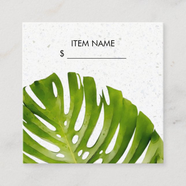 TERRAZZO GREEN MONSTERA LEAF FOLIAGE PRICE TAG (Front)