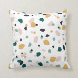 Terrazzo Green Orange Pink Black Pattern Cushion<br><div class="desc">Terrazzo Green Orange Pink Black Pattern Throw Pillow</div>
