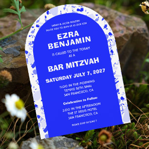 Terrazzo Hand Drawn Custom Bar Bat Mitzvah Arch Invitation