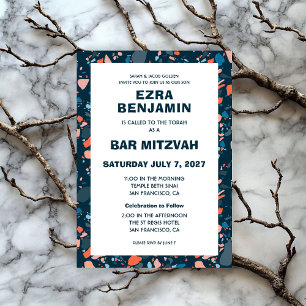 Terrazzo Hand Drawn Custom Bar Bat Mitzvah Invitation