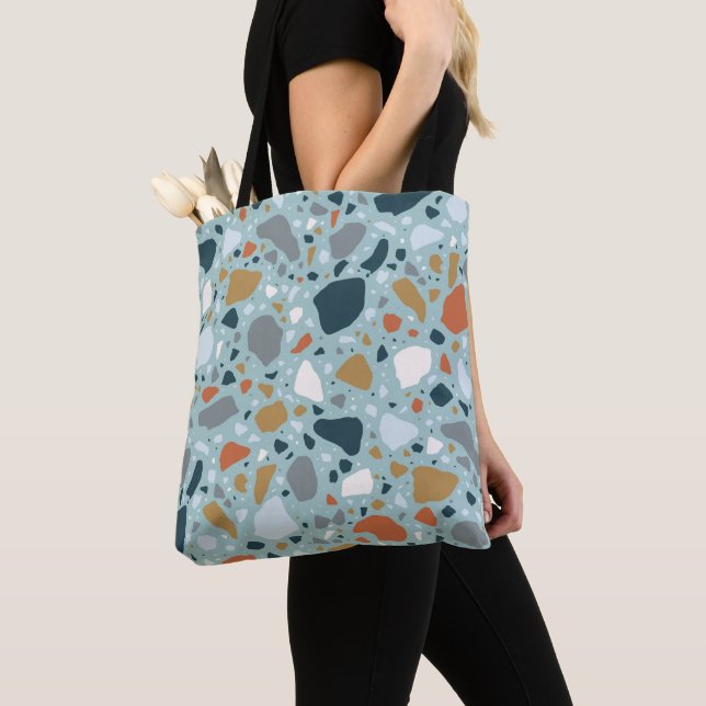Terrazzo In Blue Tote Bag (Close Up)