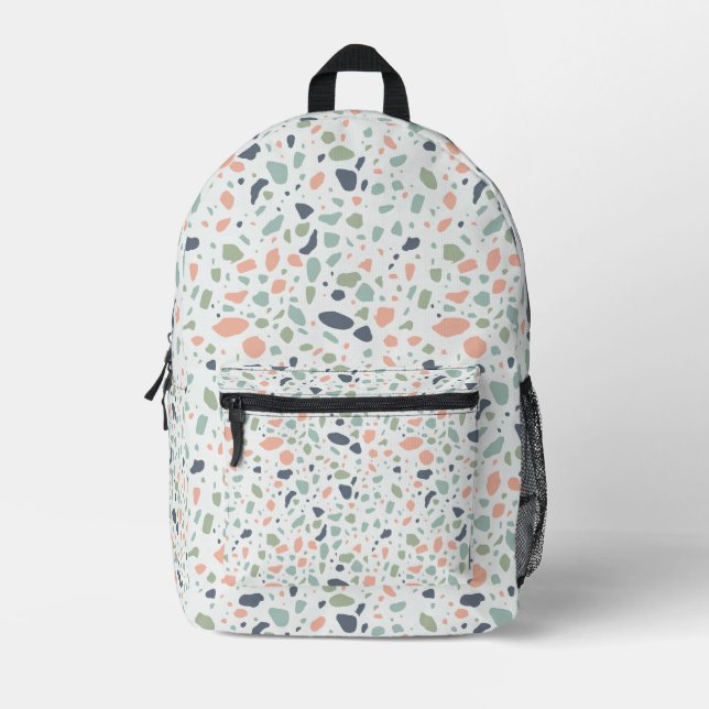 Terrazzo irregular Colourful Pattern Printed Backpack (Front)