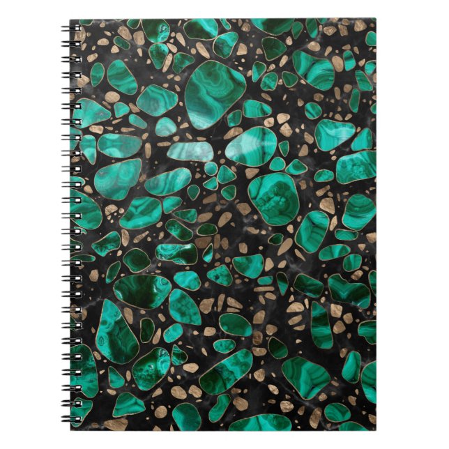 Terrazzo - Malachite and gold on marble #2 Notebook (Front)