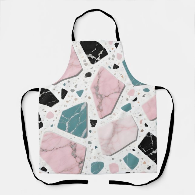 Terrazzo Marble Pastel Pink Teal Modern Apron (Front)