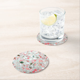 terrazzo marble stone round paper coaster