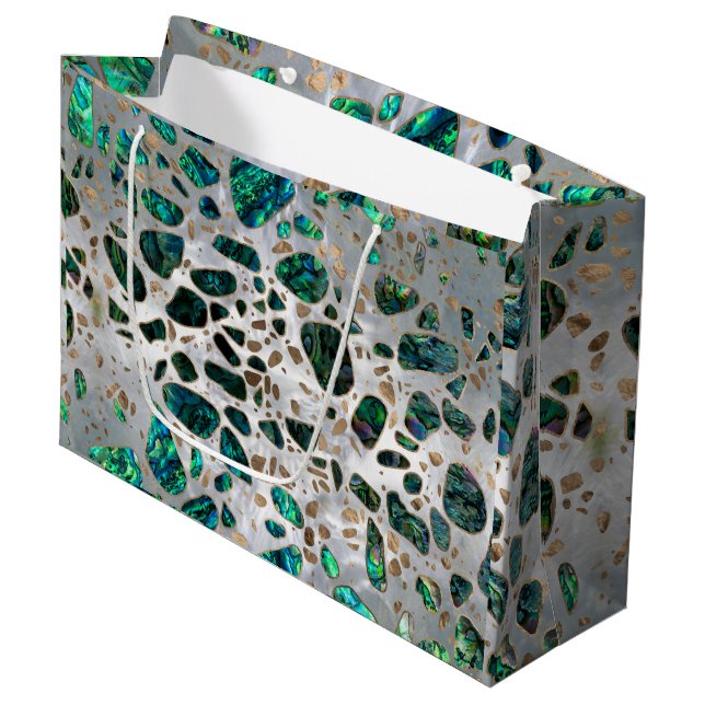 Terrazzo - Mosaic Abalone Pearl and Gold #1 Large Gift Bag (Front Angled)