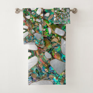 Terrazzo - Mosaic Abalone Pearl and Gold #6 Bath Towel Set