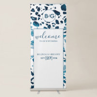 Terrazzo Mosaic Blue Wedding Welcome Sign