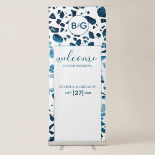 Terrazzo Mosaic Blue Wedding Welcome Sign