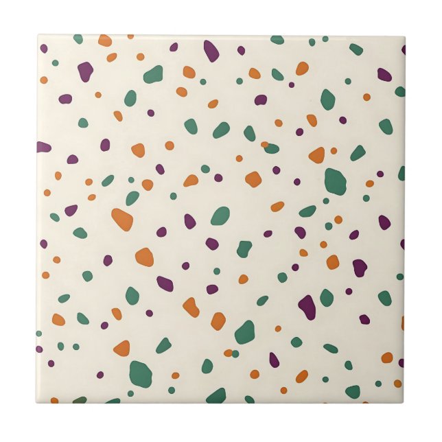 Terrazzo Multicolor Organic Pebble Speckle Pattern Tile (Front)
