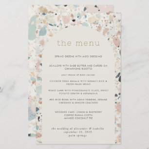 Terrazzo Pastel Pattern Arch Wedding Menu