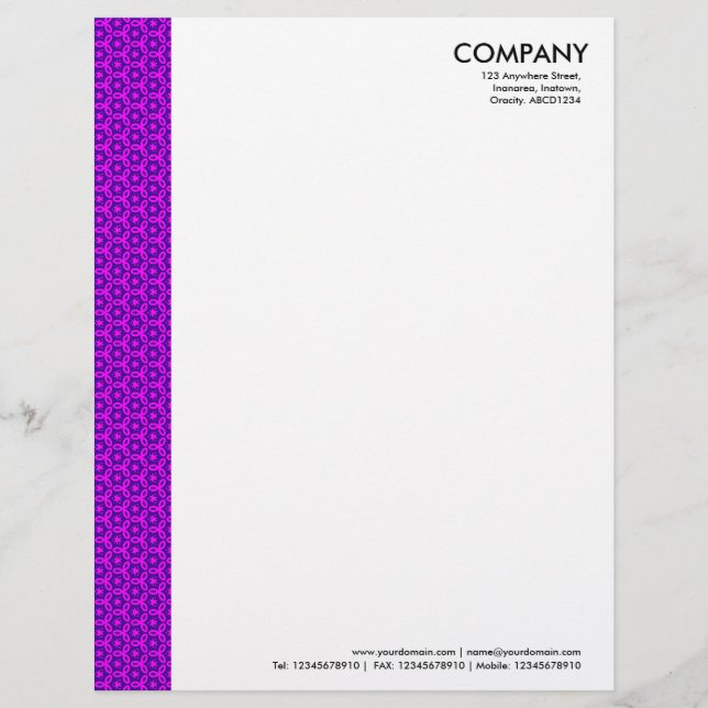 Terrazzo Pattern 03 Violet on Magenta Personalised Letterhead (Front)