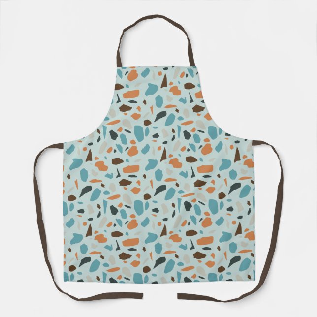 Terrazzo Pattern Blue Apron (Front)