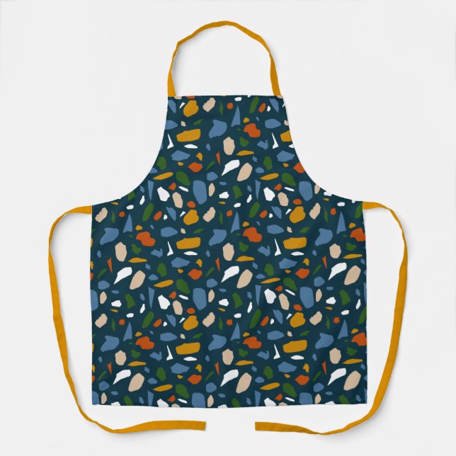 Terrazzo Pattern Blue Apron (Front)