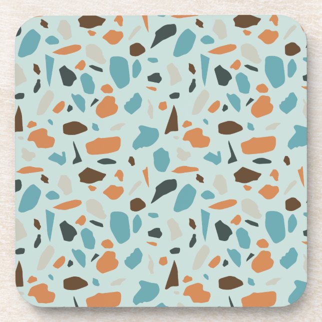 Terrazzo Pattern Blue Coaster (Front)