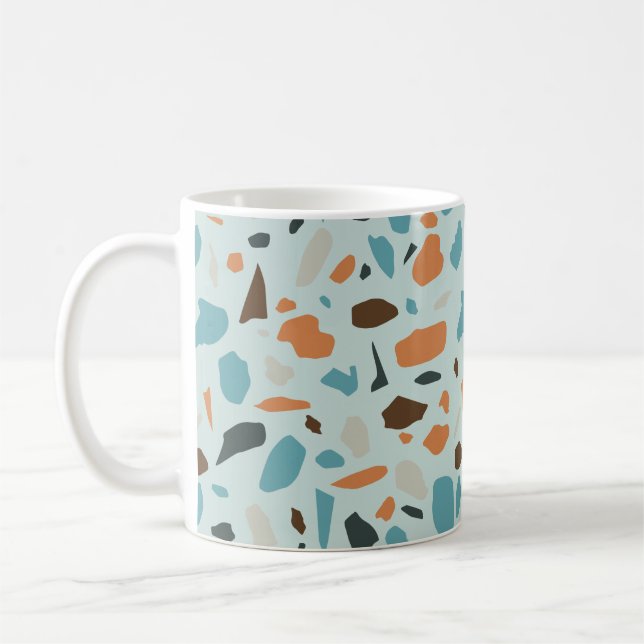 Terrazzo Pattern Blue Coffee Mug (Left)