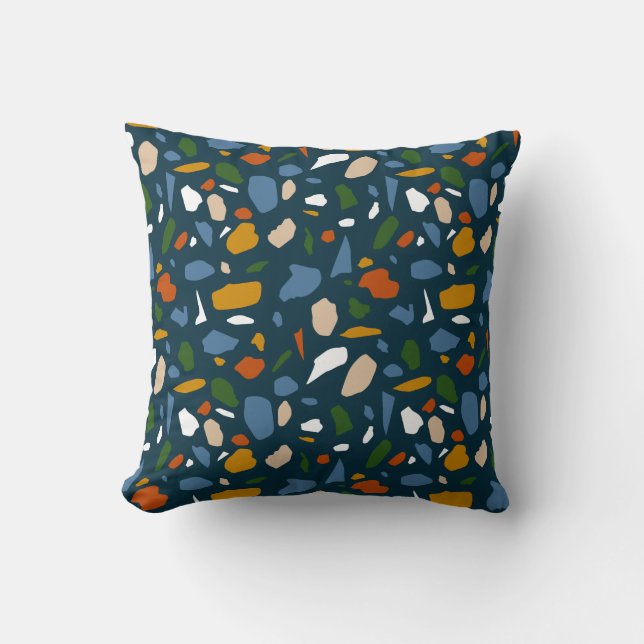 Terrazzo Pattern Blue Cushion (Front)