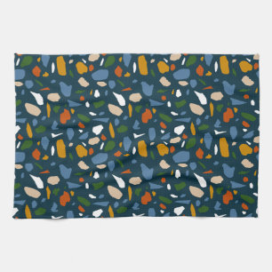 Terrazzo Pattern Blue Tea Towel