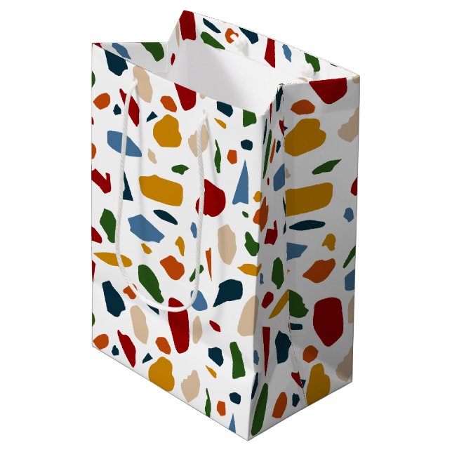 Terrazzo Pattern Colourful Medium Gift Bag (Front Angled)