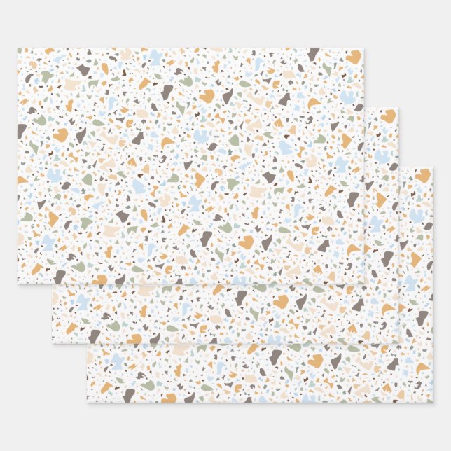 Terrazzo Pattern Design Wrapping Paper Sheet (Set)