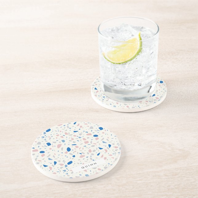 Terrazzo Pattern Neutral Natural Elegant Coaster (Side)