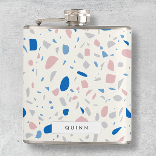 Terrazzo Pattern Neutral Natural Elegant Hip Flask