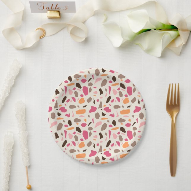 Terrazzo Pattern Paper Plate (Wedding)