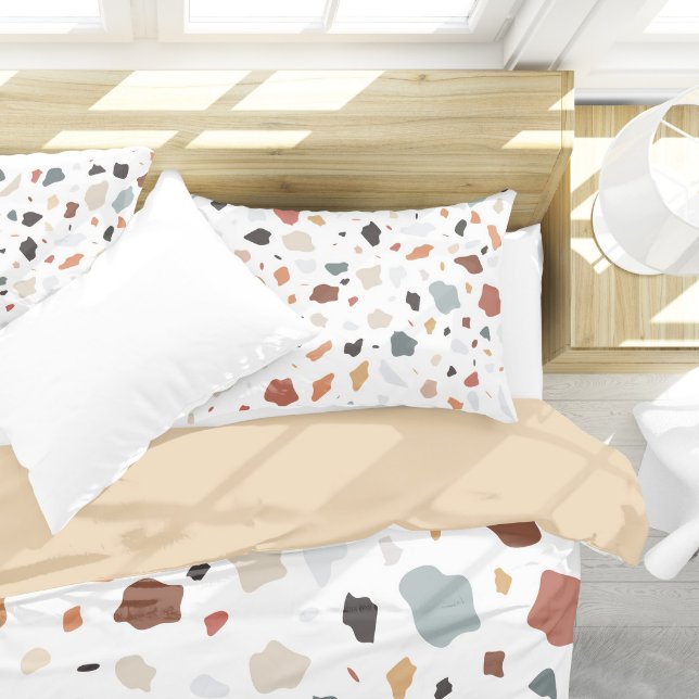Terrazzo Pattern Pillowcase (Terrazzo Pillow Case On Bed)
