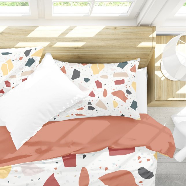 Terrazzo Pattern Pillowcase (Terrazzo Pillow Case On Bed)