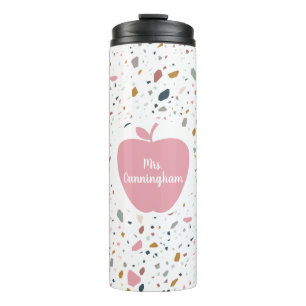 Terrazzo Pattern Pink Apple Teacher Thermal Tumbler