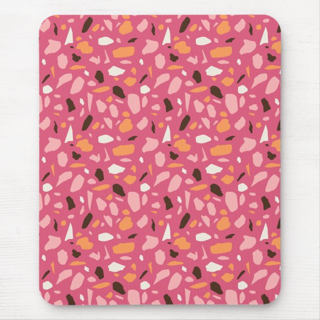 Terrazzo Pattern Pink Mouse Mat (Front)