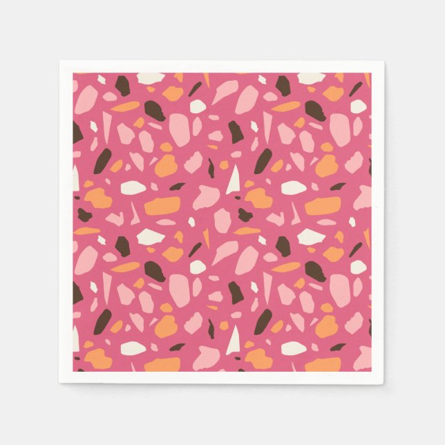 Terrazzo Pattern Pink Napkin (Front)