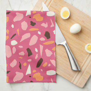 Terrazzo Pattern Pink Tea Towel